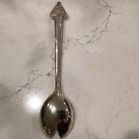 Christmas tree serving fork /spoon silver tone - Picture 2 of 3